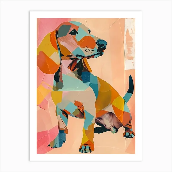 Kitsch Dachshund Collage 2 Art Print by Bubblegum Kitsch