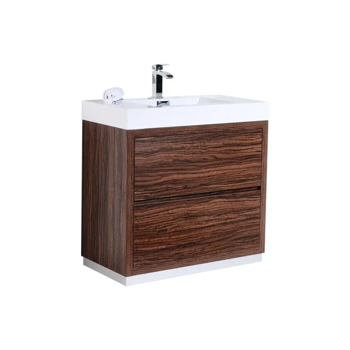 KubeBath Bliss 36 in. Free Standing Modern Bathroom Vanity – Walnut, FMB36-WNT