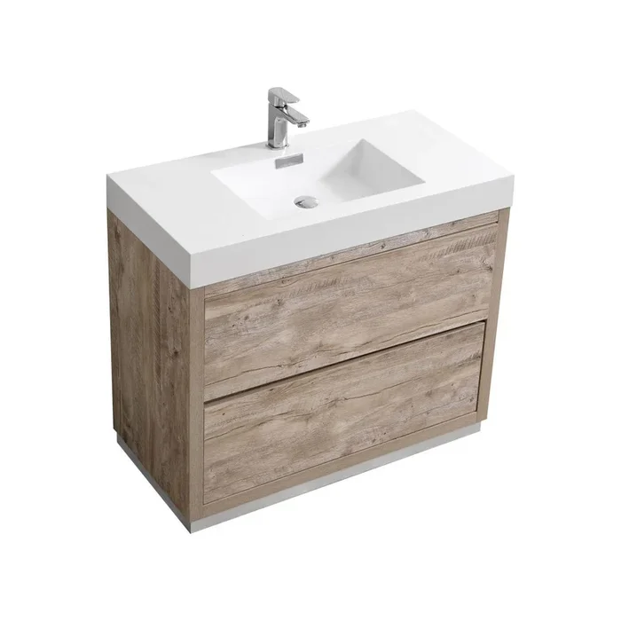 KubeBath Bliss 40 in. Free Standing Modern Bathroom Vanity – Nature Wood, FMB40-NW
