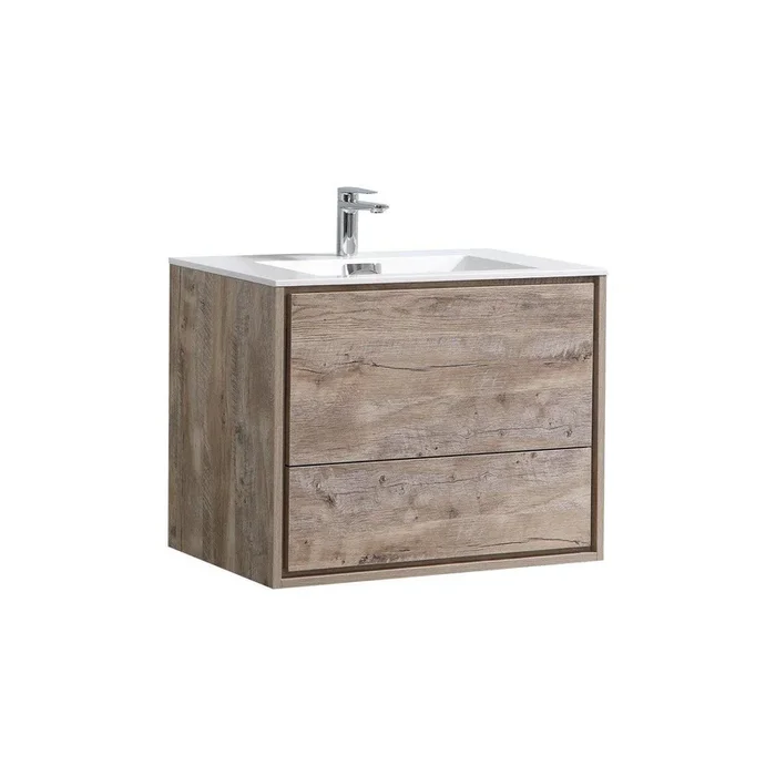 KubeBath De Lusso 30 in. Wall Mount Modern Bathroom Vanity – Nature Wood, DL30-NW
