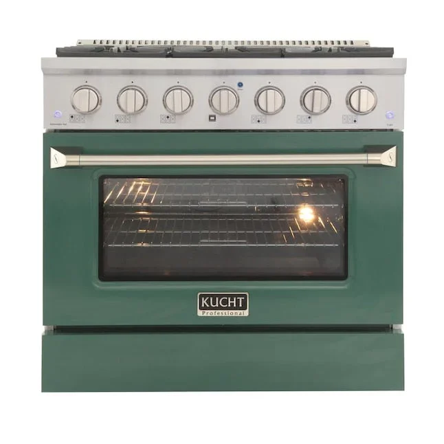Kucht 36″ Pro-Style Propane Gas Dual Fuel Range with 4 Burners in Green, KDF362/LP-G