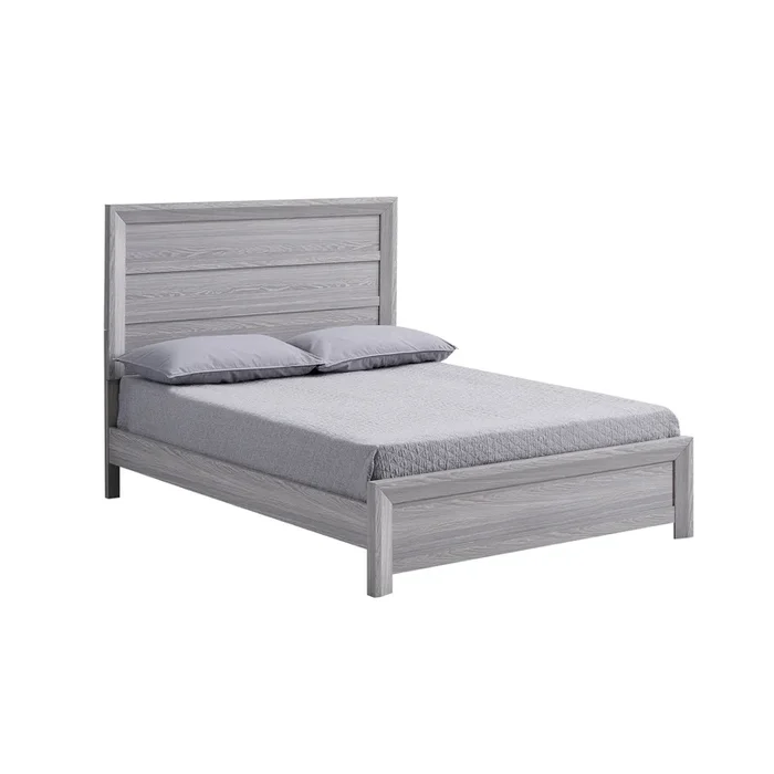Laide King Bed, Panel Style Headboard, Rustic Farmhouse Driftwood Gray