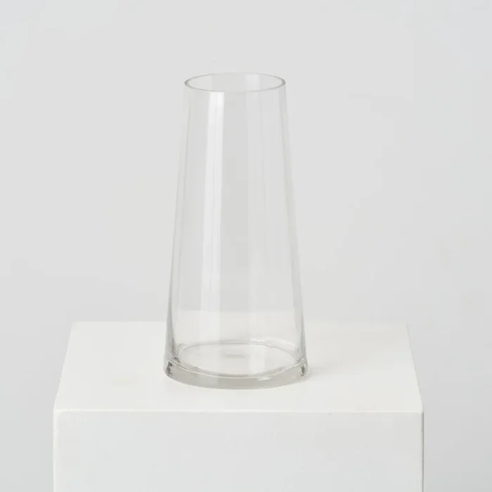 Large Clear Taper Up Cylinder Glass Vase