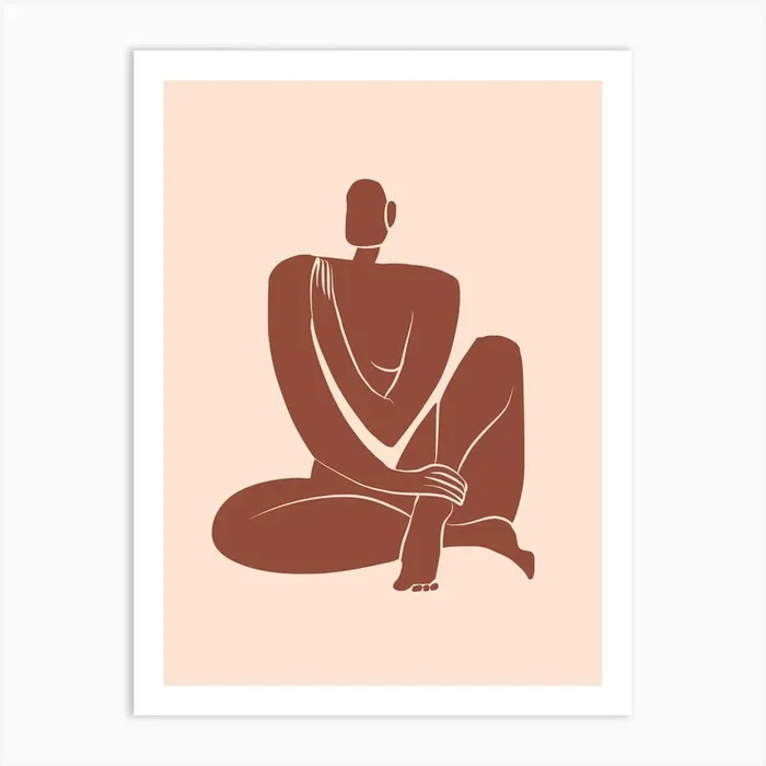 Large Size Nude In Terracotta Art Print by Little Dean