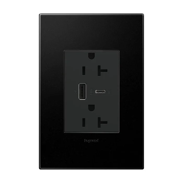 Legrand – ARTRUSB206ACG4 – Dual-Usb, Tamper-Resistant, Hybrid, Outlet – Adorne – Graphite – ARTRUSB206ACG4