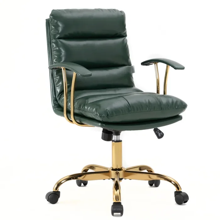 LeisureMod Regina Modern Padded Leather Adjustable Executive Office Chair with Tilt & 360-Degree Swivel – Ergonomic High-Back Desk Chair for Home and Office Comfort