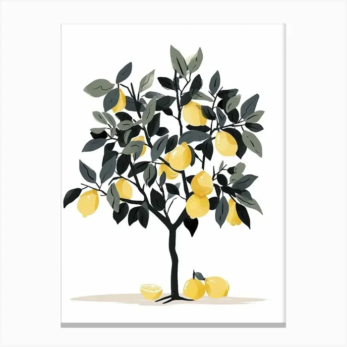 Lemon Tree Pixel Illustration 4 Canvas Print by Bough And Bloom Artistry