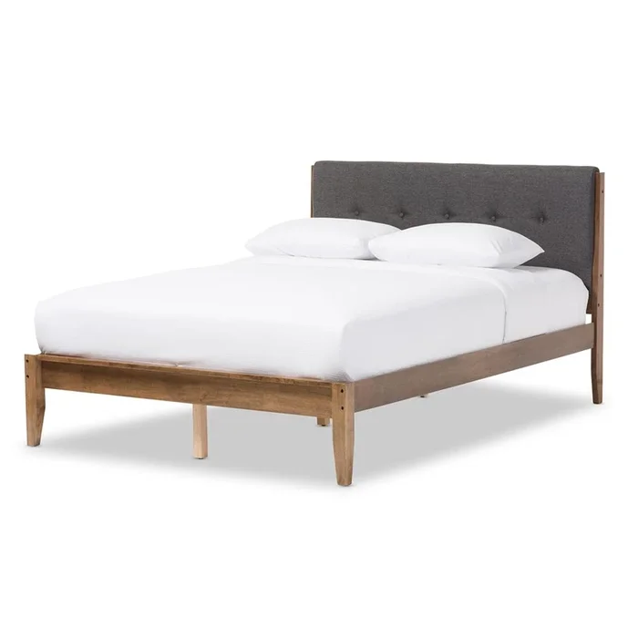Leon Mid-Century Modern Fabric Platform Bed