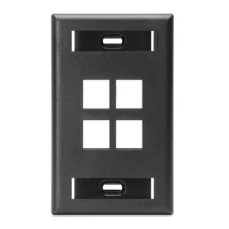 Leviton 1-Gang QuickPort Wall Plate With ID Windows 4-Port Black (42080-4ES)