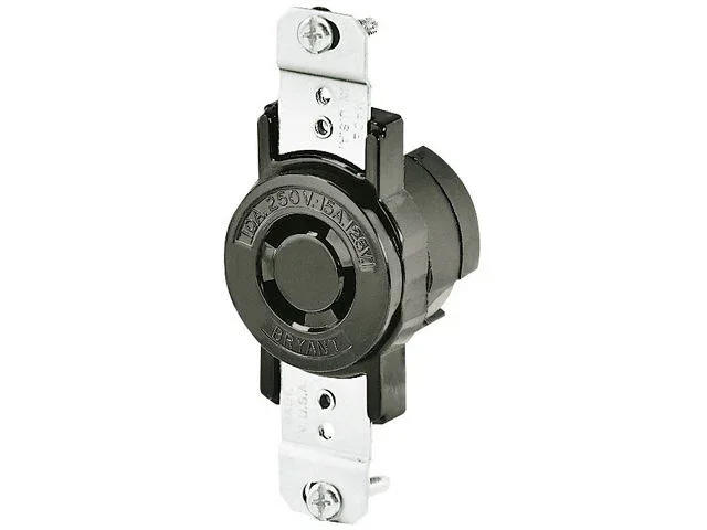 Leviton 15/10 Amp 125 Volt/250V Non-NEMA 3P 3W Single Locking Receptacle Non-Grounding Black (7582)