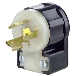 Leviton 15 Amp 250V NEMA L6-15P 2P 3W Locking Plug Industrial Grade Grounding Angle Black-White (4570-CA)