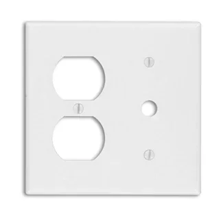 Leviton 2-Gang 1-Duplex 1-Telephone/Cable .406 Device Combination Wall Plate Standard Size Thermoset Strap Mount Ivory (86078)