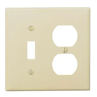 Leviton 2-Gang 1-Toggle 1-Duplex Device Combination Wall Plate Standard Size Thermoplastic Nylon Device Mount Ivory (80705-I)