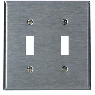Leviton 2-Gang Toggle Device Switch Wall Plate Standard Size 302 Stainless Steel Device Mount Stainless Steel Brushed Finish (84009-40)