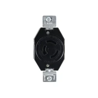 Leviton 20 Amp 125/250V Non-NEMA 3P 3W Flush Mounting Locking Receptacle Industrial Grade Grounding Black (7310-BG)