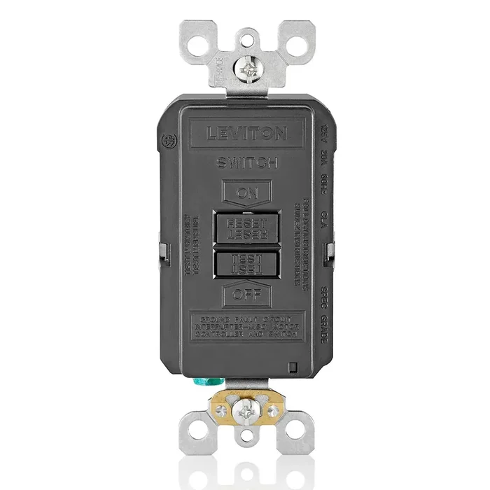 Leviton 20 Amp Feed Through 125V Receptacle/Outlet Self-Test SmartlockPro Slim Blank GFCI Monochromatic Back And Side Wired Black (GFRBF-XE)
