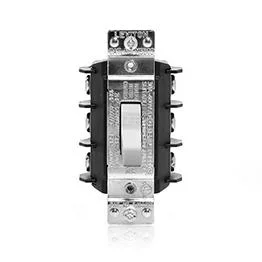 Leviton 30A 600V 2-Pole Single-Phase Single Throw AC Manual Motor Controller Suitable As Motor Disconnect Standard Toggle Industrial Grade Non-Grounding Back And Side Wiring – White (MS302-DSW)