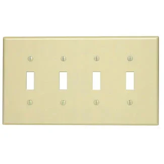 Leviton 4-Gang Midway Size Nylon Wall Plate 4-Toggle Light Almond (PJ4-T)