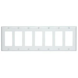 Leviton 7-Gang Decora/GFCI Device Decora Wall Plate/Faceplate Standard Size Painted Metal Device Mount White (80407-W)