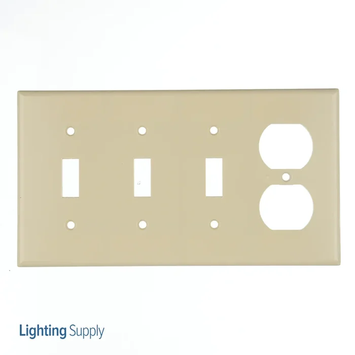 Leviton Combination Wall Plate 4-Gang 3-Toggle 1-Duplex Device Standard Size Thermoset Device Mount Ivory (P38-I)