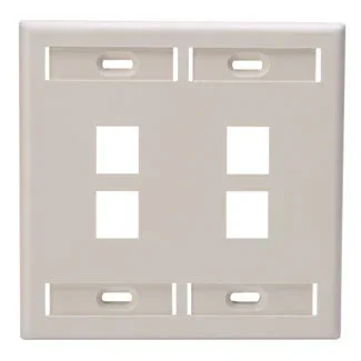 Leviton Dual-Gang QuickPort Wall Plate With ID Windows 4-Port Light Almond (42080-4TP)