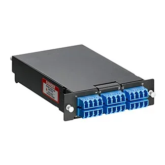 Leviton SDX Pigtail Fusion Splice Module Pre-Loaded With Quad LC Adapters Blue And 24-Fiber OS2 LC/UPC Individual Pigtails (SPLCS-24L)