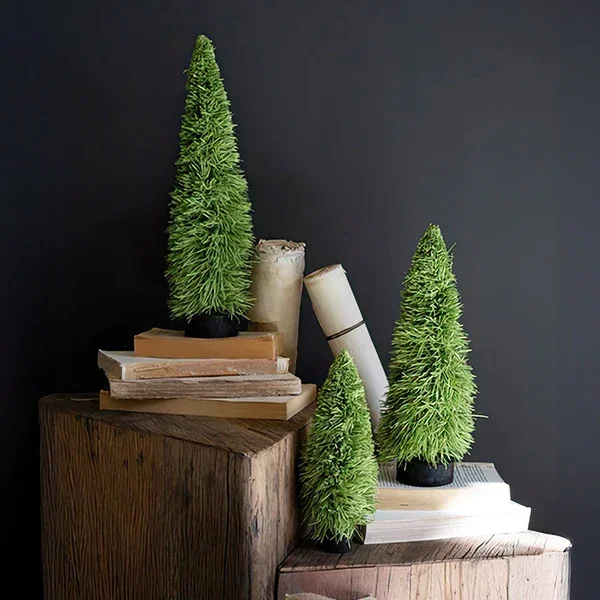 Lifelike Tabletop Paper Evergreen Trees, Set of Three – Decor Steals