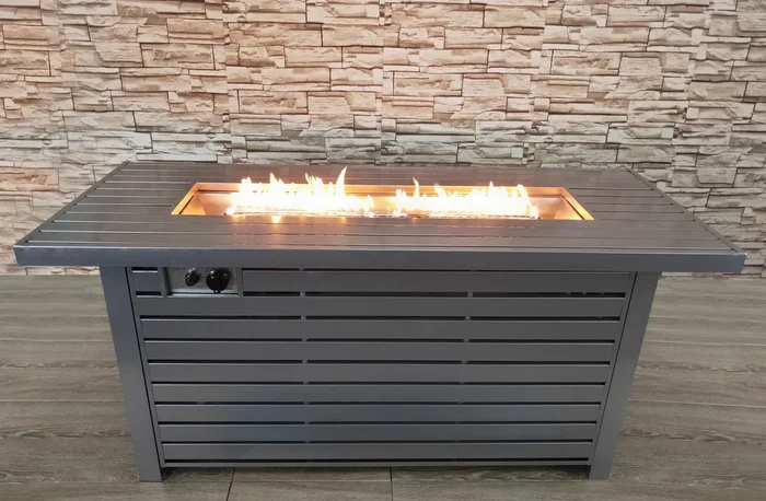 Living Source International 24” x Rectangle Fire Pit Table with Hidden Fuel Tank Gray