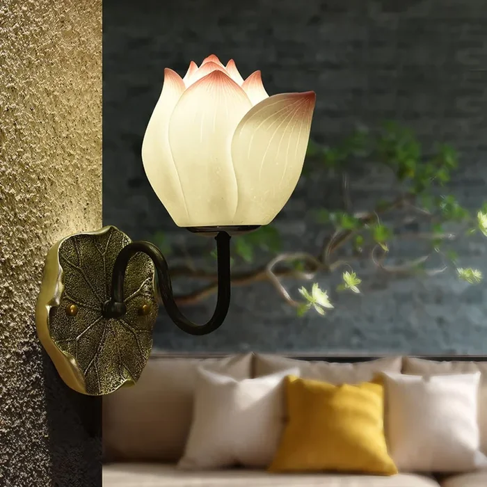 Lotus Flowers Resin Three Step Dimming Creative Modern Wall Lights Fixture