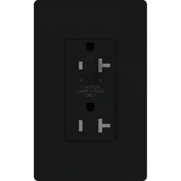 Lutron Claro 20A Receptacle Half Dimmable Tamper-Resistant Black (CAR-20-HDTR-BL)