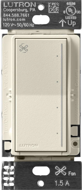Lutron Sunnata Touch Fan Control 4-Speed 1.5A Paddle Fan AC Motor Single Pole Neutral Required 120V Pumice (ST-FSQ-N-PM)