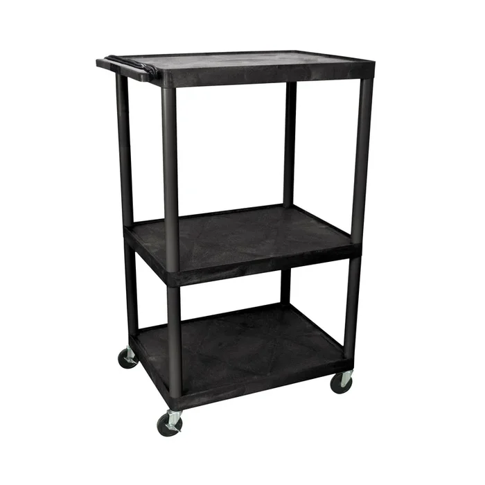 Luxor Black Endura 3 Shelf Presentation Cart 54 1/4″H