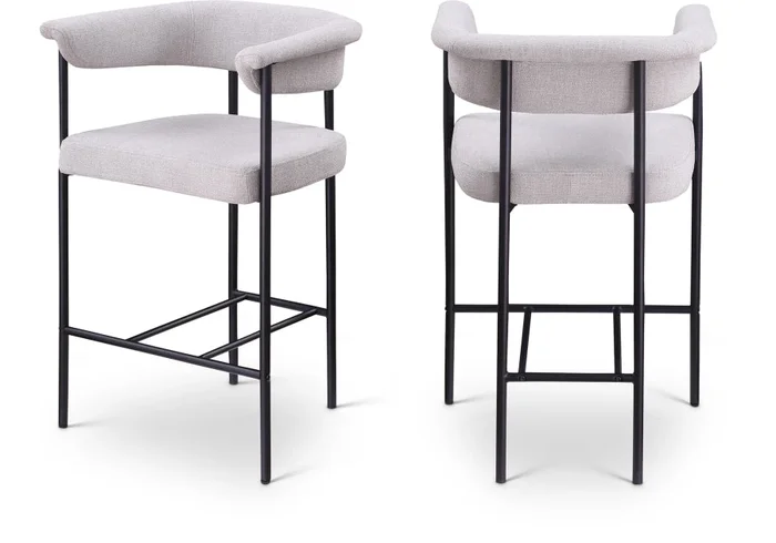 Malin Linen Textured Fabric Upholstered Counter Stool