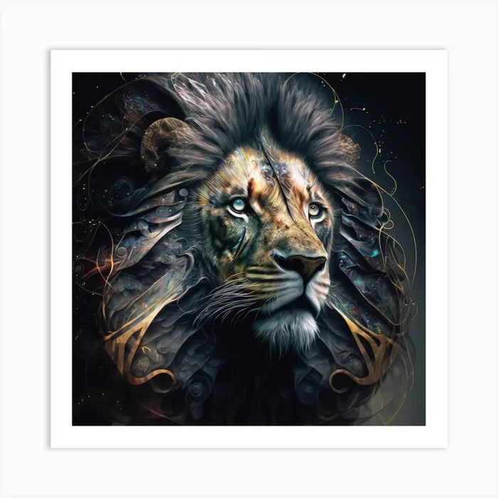 Mane Of Codes, Lion Art Print by Spacescapes