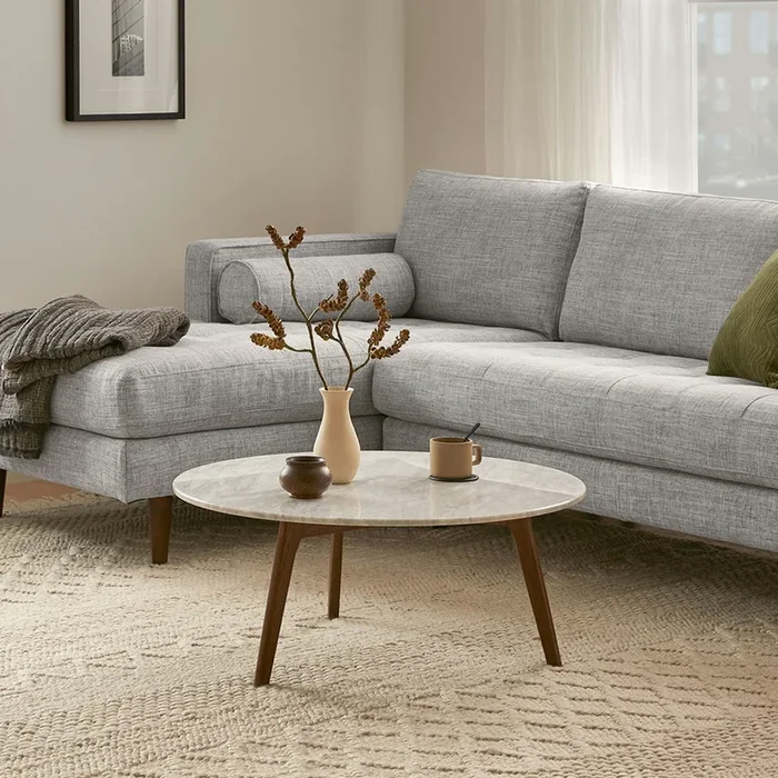 Mara 31.5″ Marble Coffee Table – Walnut