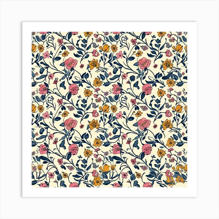 Marigold Mist Bloom London Fabrics Floral Pattern 1 Art Print by House of Patterns