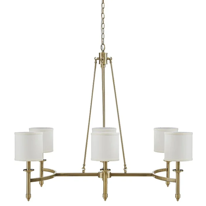Martha Stewart Elegenza 6-light Chandelier with Fabric Drum Shades in Antique Gold Color