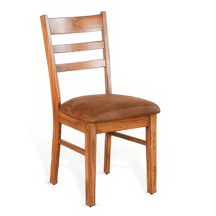 Marv Dining Chair Set of 2, Ladderback, Saddle Seat, Light Brown Wood – Benzara