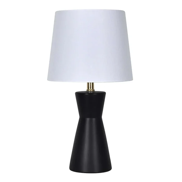 Matte Black Ceramic Small Table Lamp with Shade, 18″