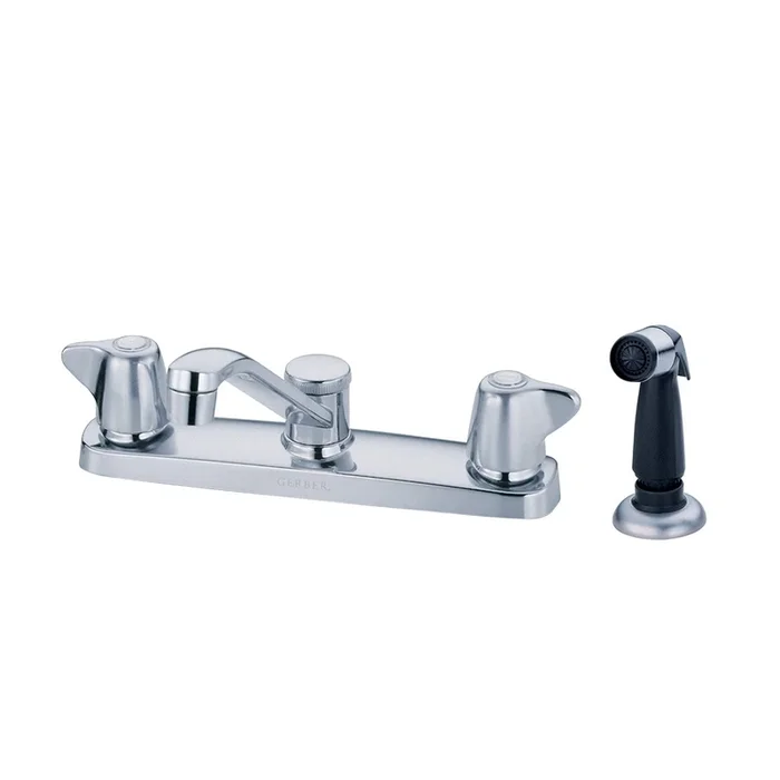 Maxwell® Two Handle Kitchen Faucet w/ Metal Handles Spray & 8 ” D-Tube Spout Aeration/ Spray