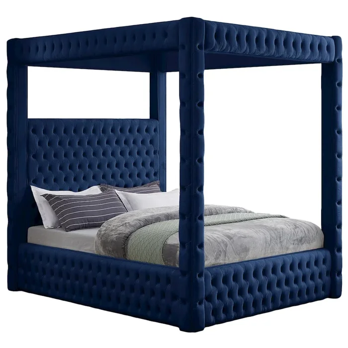 Meridian Furniture Royal Navy Velvet King Bed