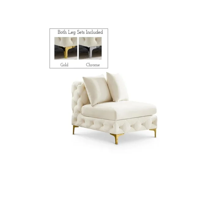 Meridian Furniture Tremblay Cream Velvet Armless Chair