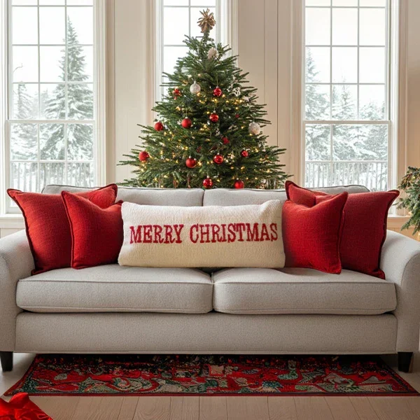 Merry Christmas Hand Hooked Pillow – Decor Steals