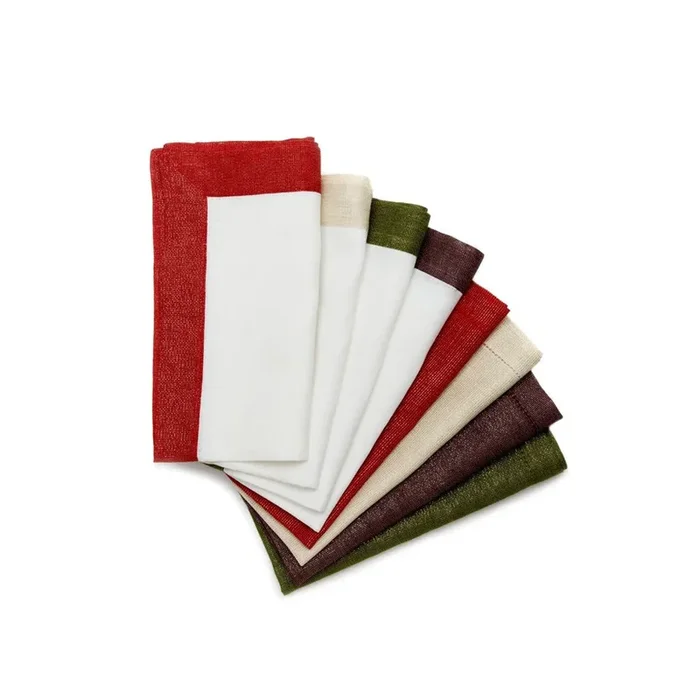 Metallic Band (Gold/White) Napkins – Set of 4 by Deborah Rhodes