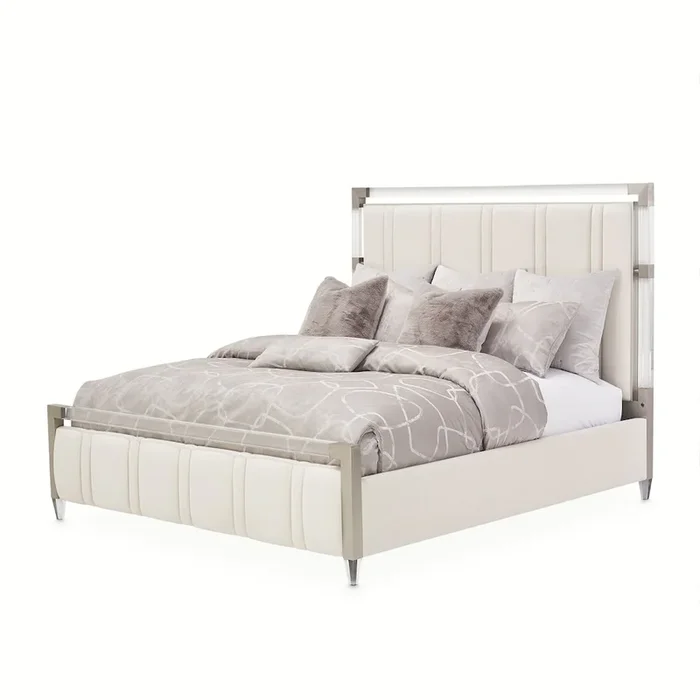 Michael Amini Penthouse Queen Short Panel Bed – Ash Gray