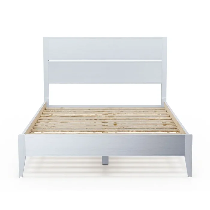 Mid-Century Modern Rustic Slatted Platform Bed – Sleek, Strong Construction