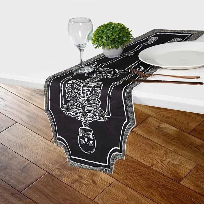 Midnight Shadows Semi Beaded Coffin Table Runner, 13×36