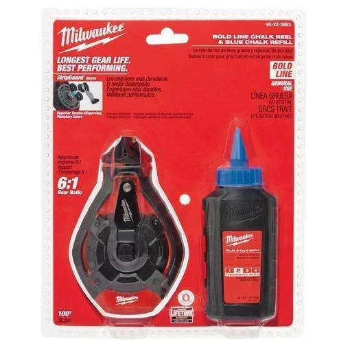 Milwaukee 48-22-3982 100′ BOLD LINE CHALK N REEL W BLUE