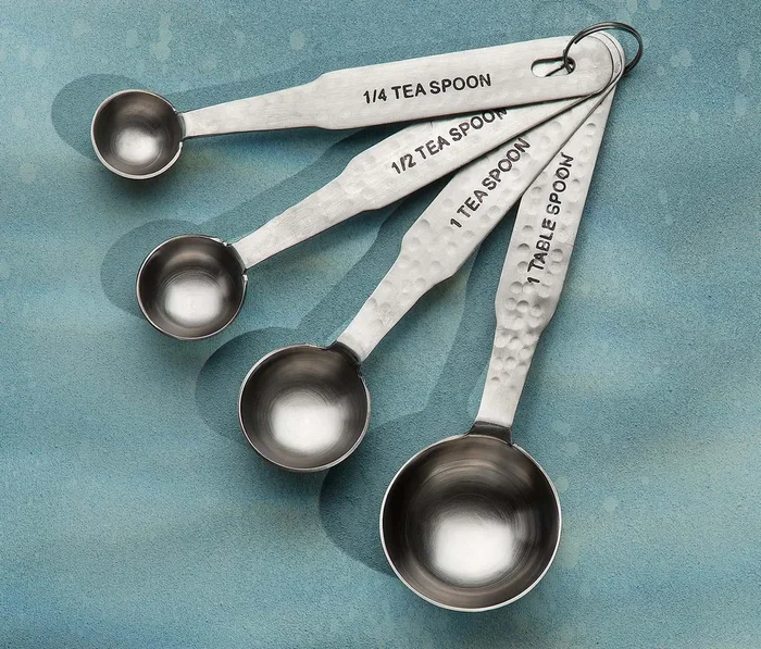 Modern Hammered Stainless Steel Measuring Spoons: Danica Heirloom