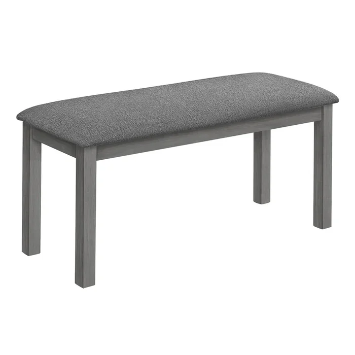 Monarch Specialties I 1433 – Bench, 42″ Rectangular, Wood, Upholstered, Dining Room, Kitchen, Entryway, Grey, Transitional